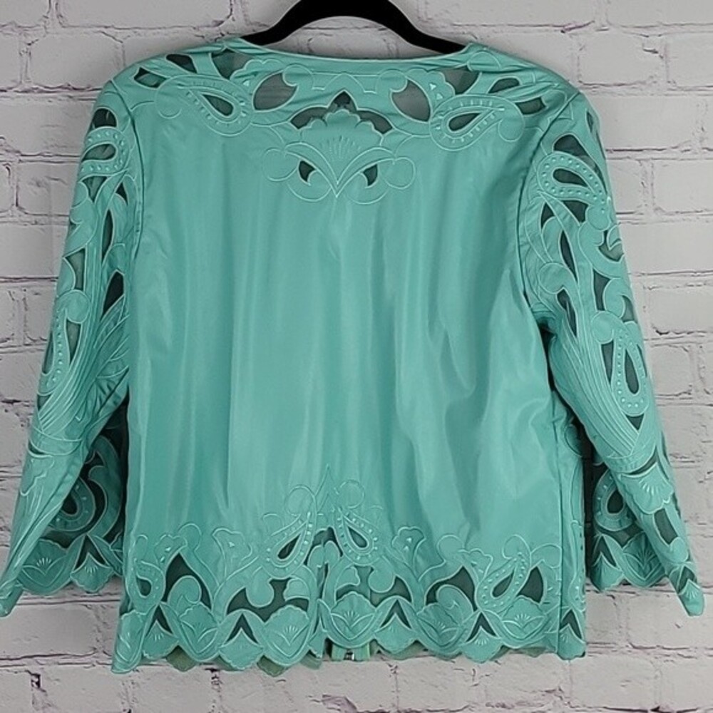 Weavz  Aquamarine colored polyurethane  zipper jacket. Size Small. - Picture 6 of 8